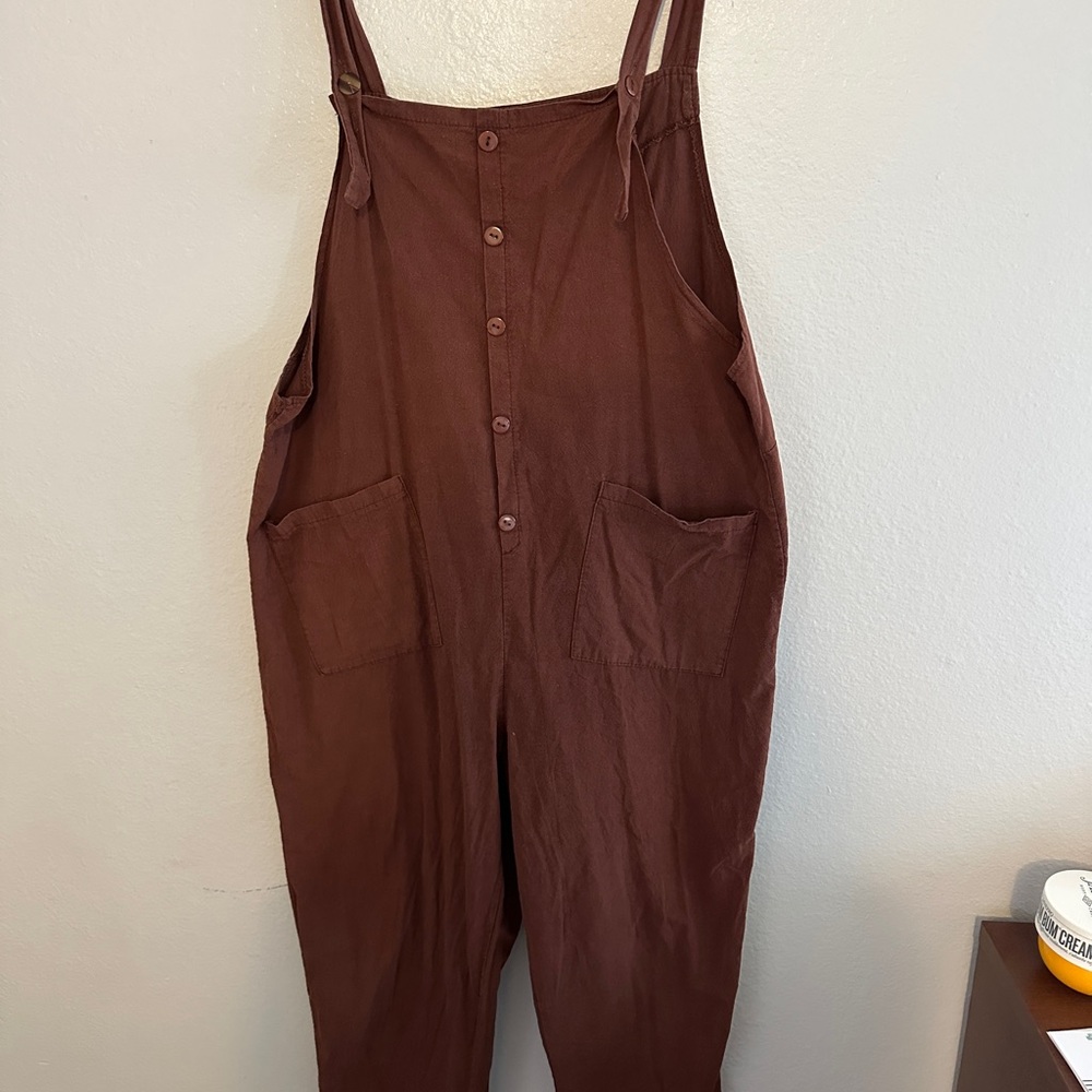 Brown Button-Up Overalls